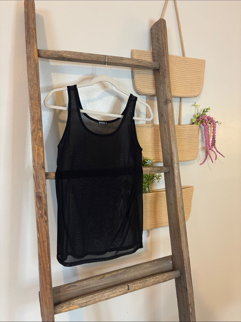 Black Mesh Tank Top